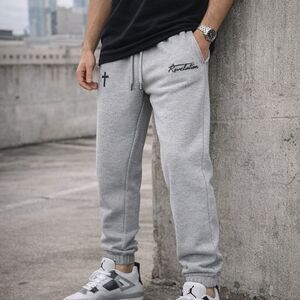 Revelation Apparel Faith-Based Grey Sweatpants Cross Graphic Size small